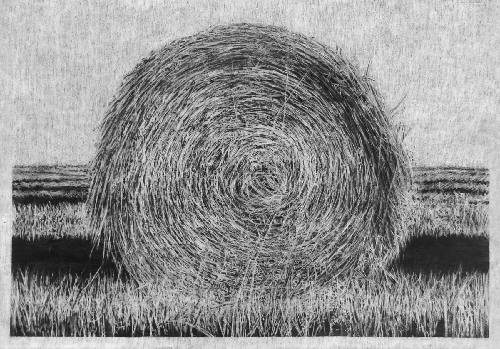 La meule, Lugasson (Gironde), pigment noir sur papier éffacé à la gomme, 42×59,4cm